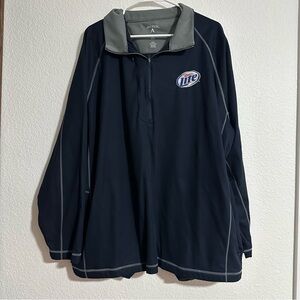 Miller Lite Quarter Zip Lightweight Pullover Golf  Gray Blue Men’s XXL